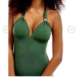 ViX Firenze Bia Tube One Piece Full Bottom Swimsuit Sz M Olive Green NWOT